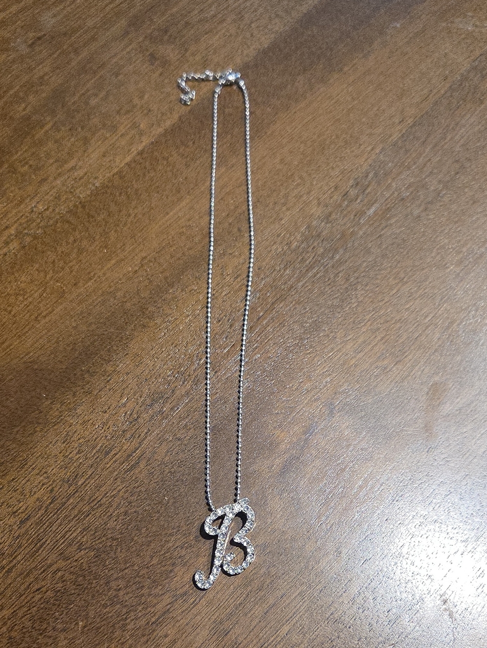RHINESTONE "B" NECKLACE